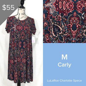 NWT M Maroon Paisley Lularoe Carly Dress